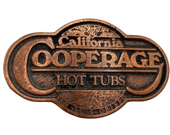 California Cooperage Hot Tubs Belt Buckle Vintage Business Advertising Promotional