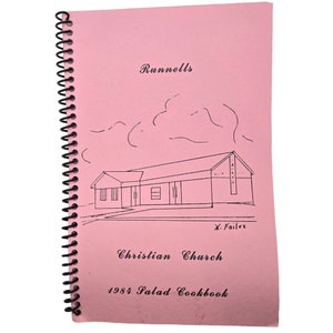 1984 Runnells  Iowa Christian Church Salad Cookbook Spiral Bound Recipe Book Vintage