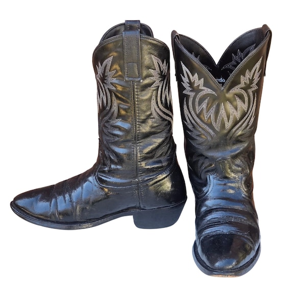 Laredo Cowboy Boots Black Leather Mens 9 D AS IS Vintage Western Wear Country
