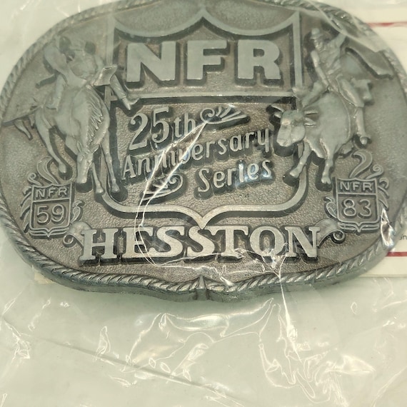 1983 Hesston NFR Belt Buckle NOS Bronc Bull Ridin… - image 1