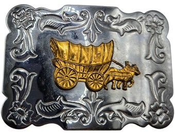 Western Belt Buckle Covered Wagon | Old West Pioneers 