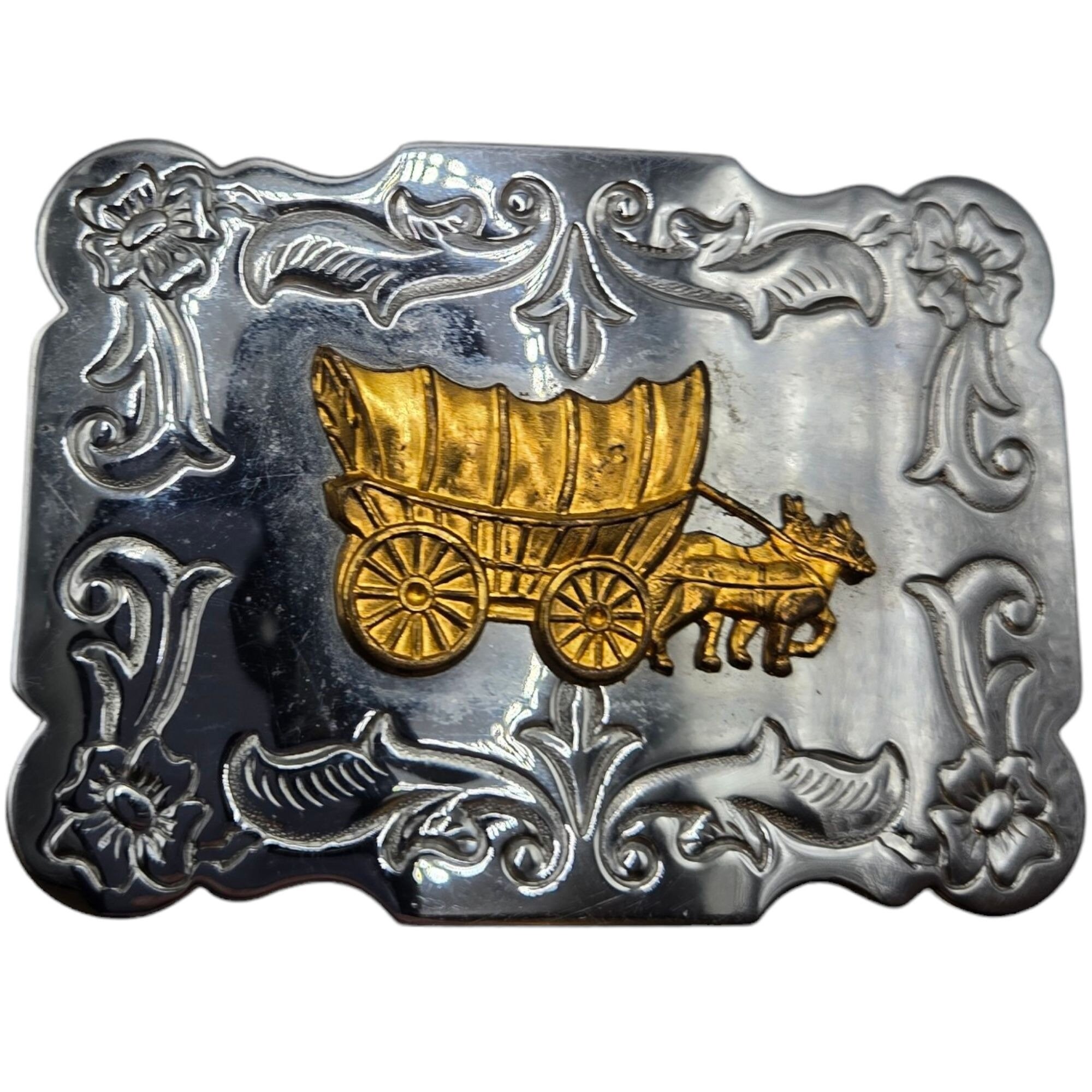 Covered Wagon Belt Buckle Cowboy Pioneer Western Wear Old  display picture 1