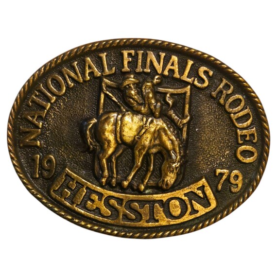 1979 Rodeo Belt Buckle Hesston National Finals Cowboy Bronc Horse Vintage  NFR