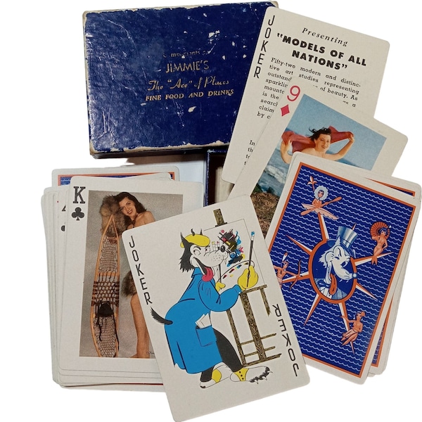 Models of all Nations Risque Playing Cards Vintage Pin Ups Jimmies Restaurant