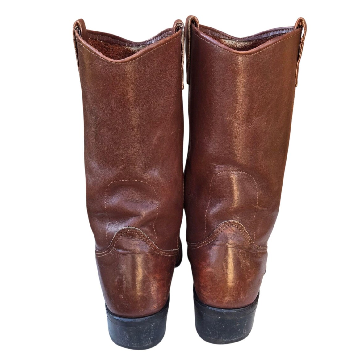 Vintage Brown Leather Cowboy Boots Mens 9 B narrow Western Rodeo Rockabilly, foto 3 di 5