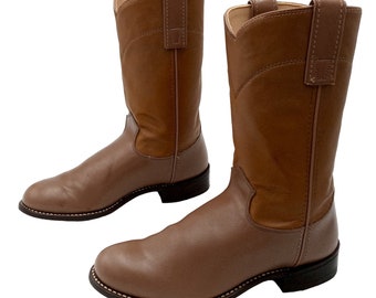 Vintage Bronco Womens Cowboy Boots Taupe Brown 6.5 M Ladies Western