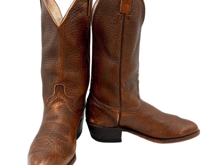 Bottes Western Vintage Acme – Homme 10D – Cuir Marron – Fabriquées USA