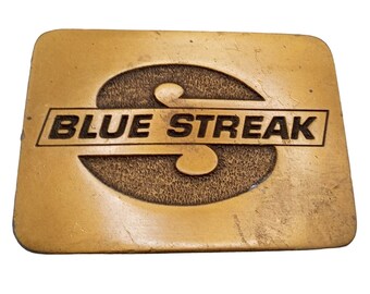 Blue Streak Belt Buckle Vintage Ignition Coils Products Advertising Promo