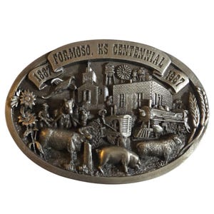 Formoso KS Centennial Belt Buckle Vintage Rare Kansas Collectible 1987