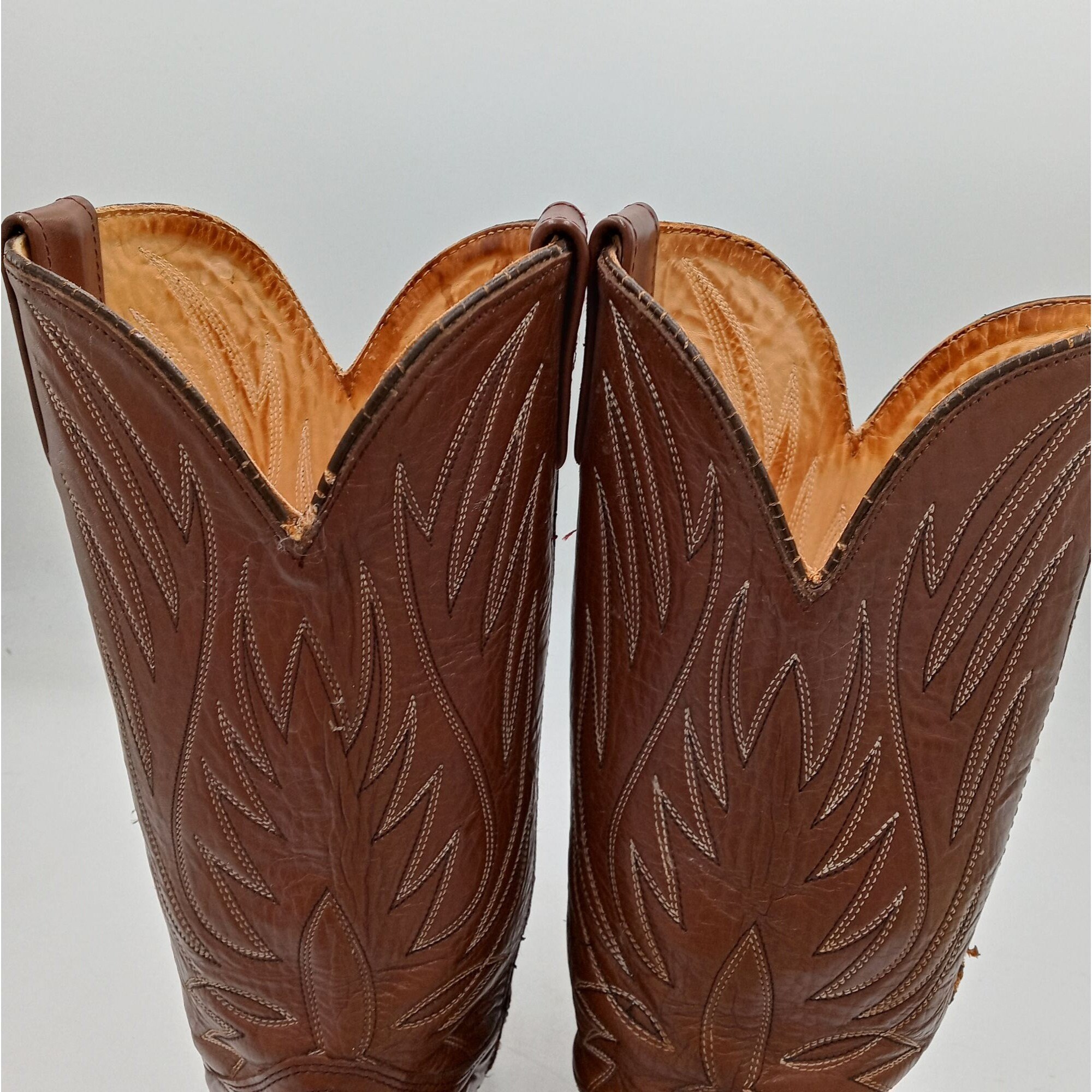 Vintage Brown Leather Cowboy Boots Mens 7 D Country Western 