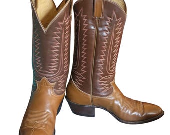 Tony Lama Cowboy Boots Vintage Narrow Mens 8.5 9 B Classic Brown