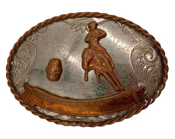 Vintage Rodeo Trophy Belt Buckle Barrel Racing Western Cowgirl Cowboy Horse
