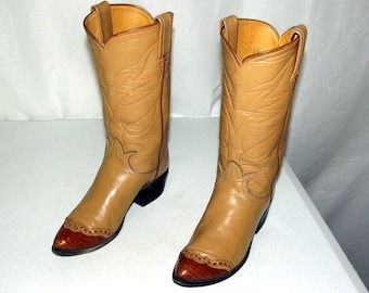 Vintage Tony Lama Black Label Cowboy Boots Original Box Size 4 A Narrow Width Old West