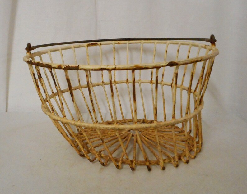 Distressed Primitive Wire Egg Basket Farm Decor Prim Kitchen Etsy