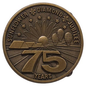 Kansas Boy Scouts Bet Buckle Sunflower Diamond Jubilee 75 Years BSA 1985