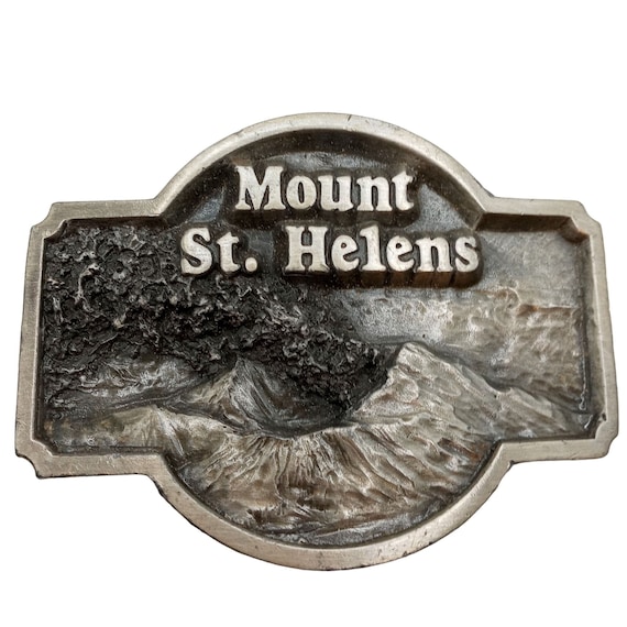 Mount St Helens Belt Buckle Vintage Volcano Strat… - image 1
