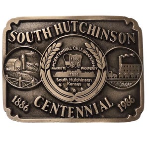 South Hutchinson KS Belt Buckle Limited Edition Centennial 1986 Kansas