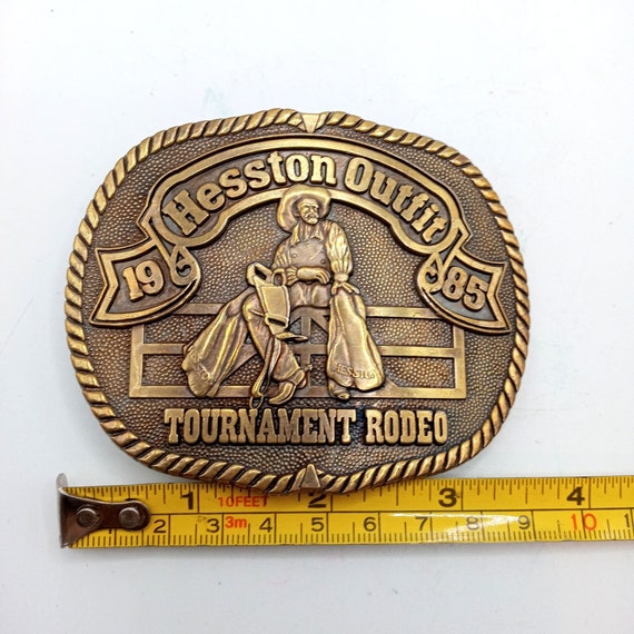 1985 Rodeo Belt Buckle Hesston Outfit Tournament … - image 2