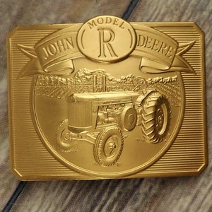 John Deere Model R Tractor Belt Buckle 1990 Limited Edition Agriculture Farm Ranch Collectible image 4