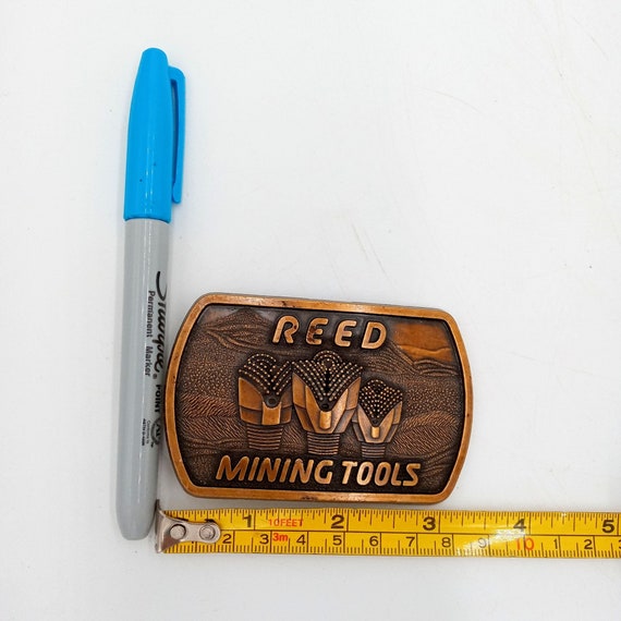 Mining Tools Belt Buckle Reed 1983 Vintage Roughn… - image 2