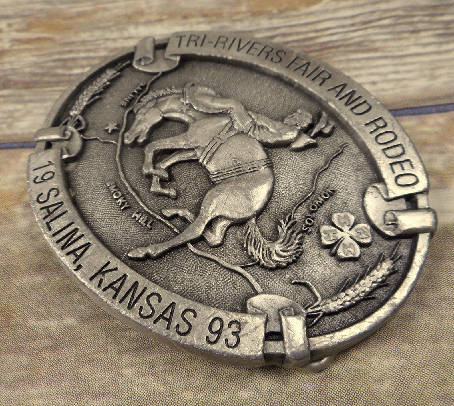 Salina KS Belt Buckle Tri Rivers Fair Rodeo 1993 Bucking Bronc Etsy