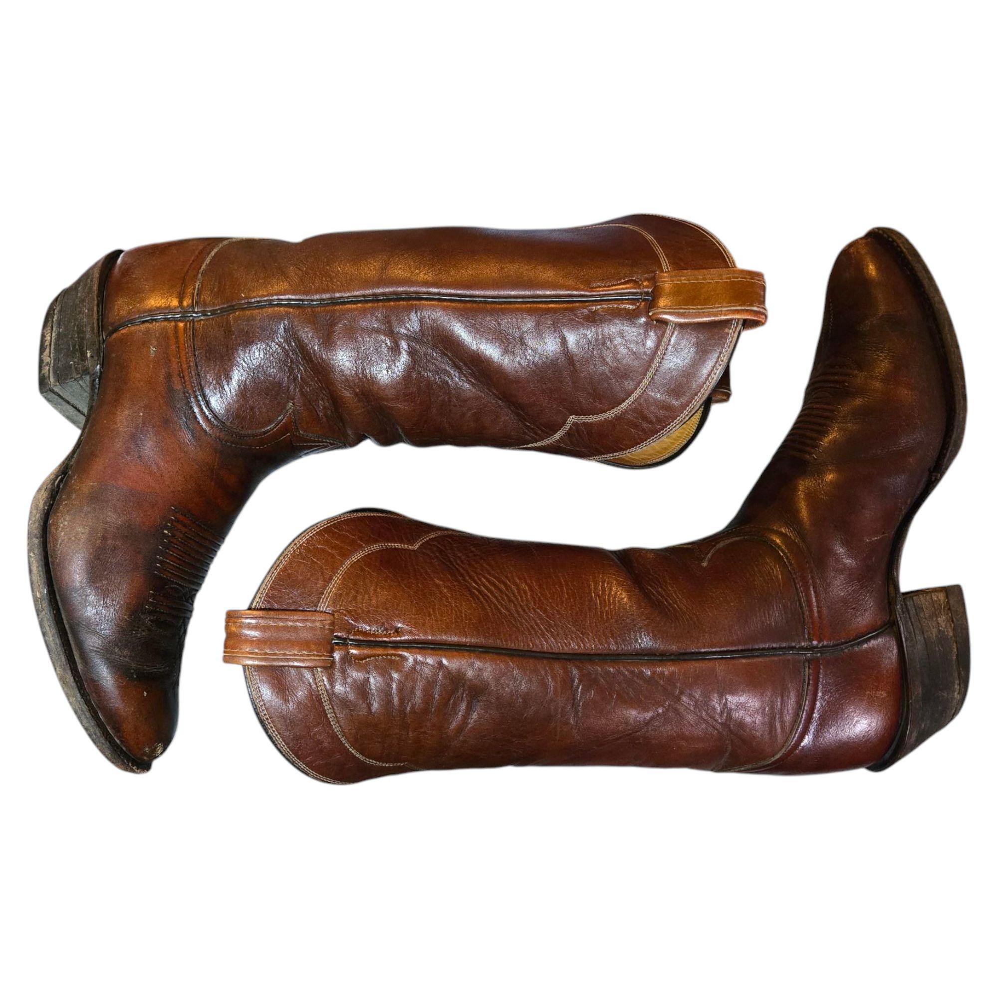 TonyLama トニーラマ　新品未使用　US8.5 ブラウン　デッドストック Tony Lama Cowboy Boots Brown Leather Mens 8.5 D Western
