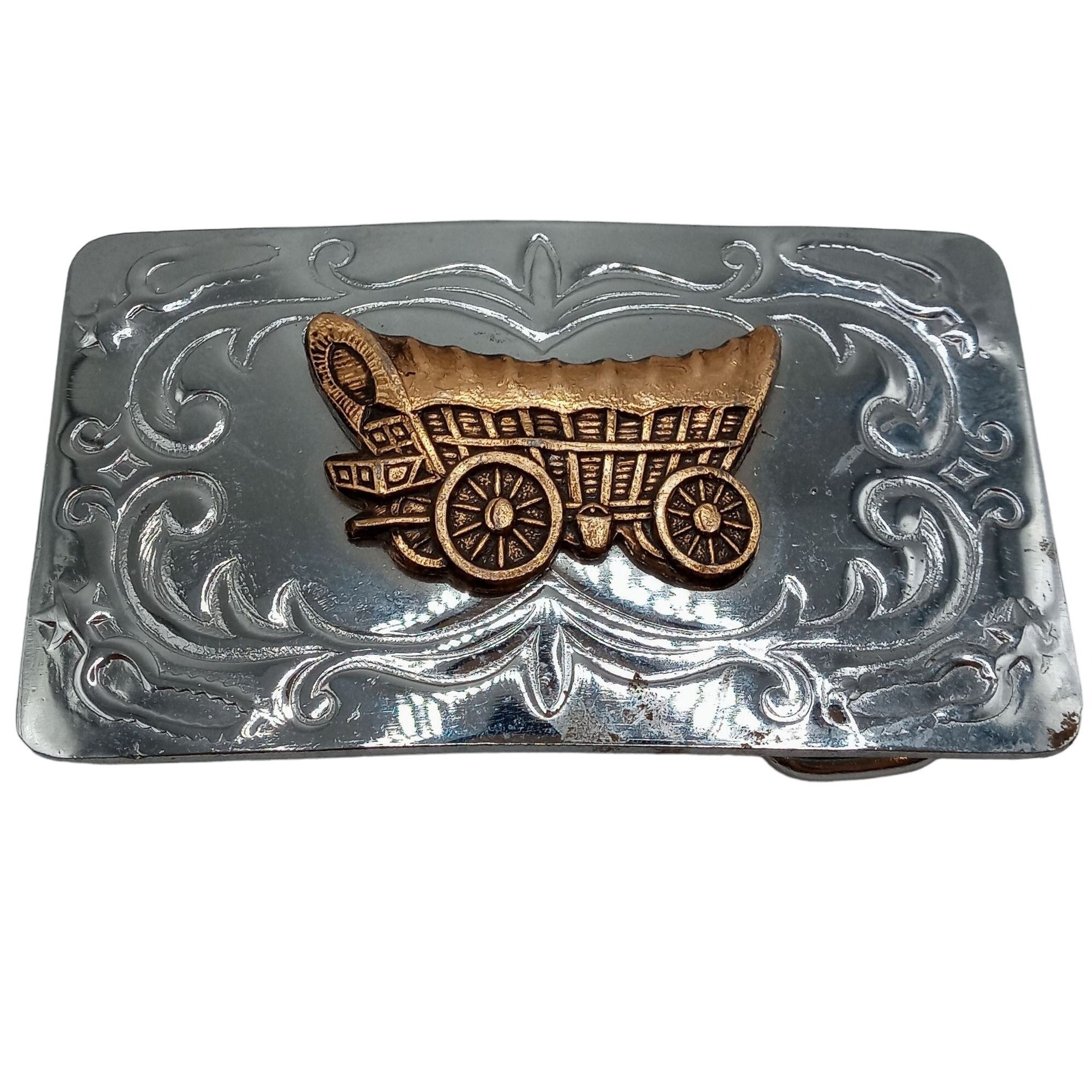 Boucle De Ceinture Western Vintage Conestoga Wagon - Occasion En Bon état, Style Cowboy Rétro