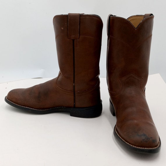 Justin Cowboy Boots Brown Leather Womens 7.5 B Ro… - image 3