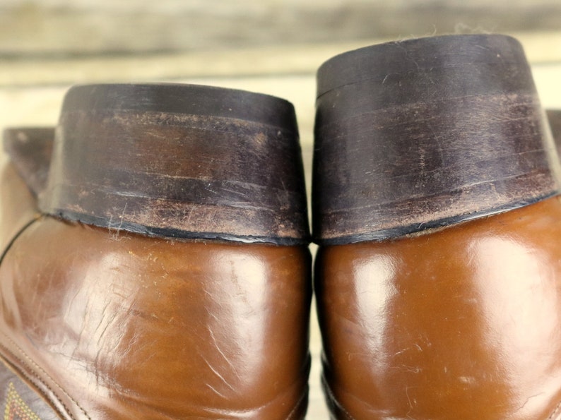 Nocona Cowboy Boots Mens Size 8.5 D Two Tone Brown Western Country Vintage