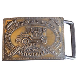 Model T Belt Buckle Henry Ford Detroit Vintage Auto Car Collectible