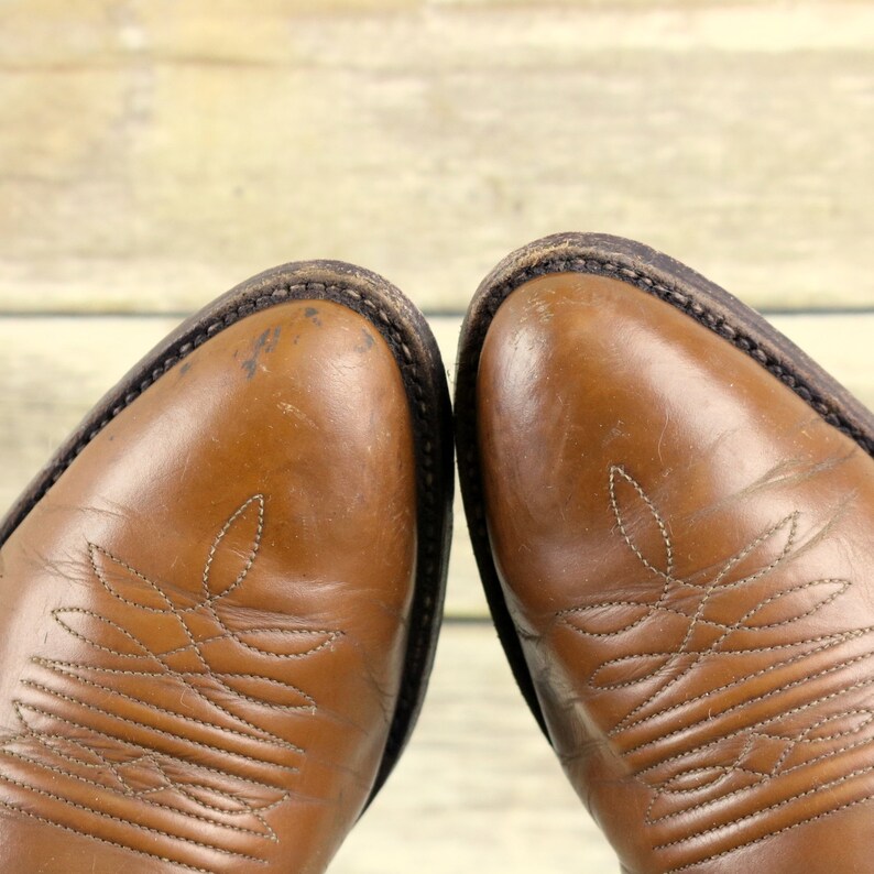 Nocona Cowboy Boots Mens Size 8.5 D Two Tone Brown Western Country Vintage
