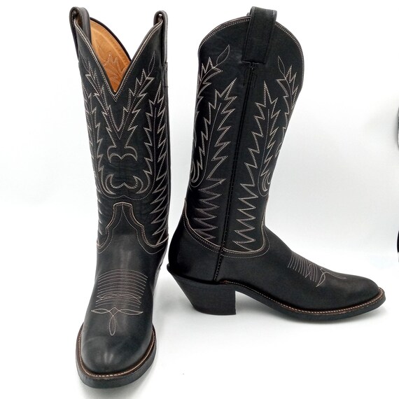 Laramie Cowboy Boots Mens Black Leather Size 8.5 A Very  display picture 1
