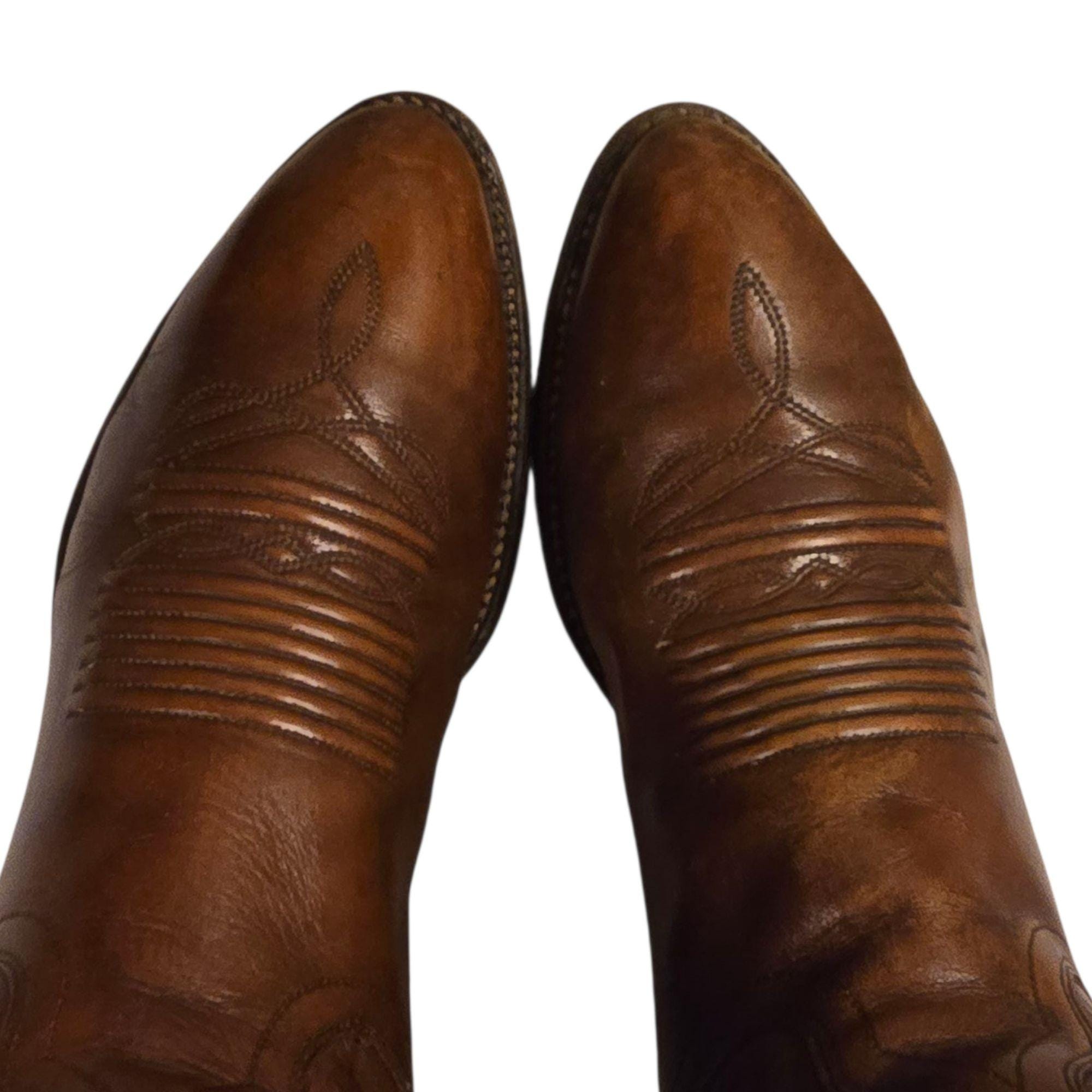 Bottes de cowboy vintage en cuir marron J. Chisholm taille 8D