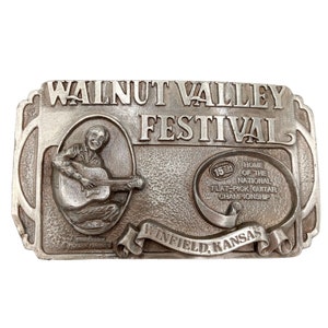 Bluegrass-Gitarren-Gürtelschnalle Musikfestival Dan Crary 1986 Walnut Valley