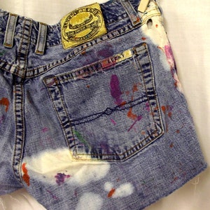 Cut Off Jean Shorts Lucky Brand Distressed size 0 ARTSY Pink Orange Boho image 4