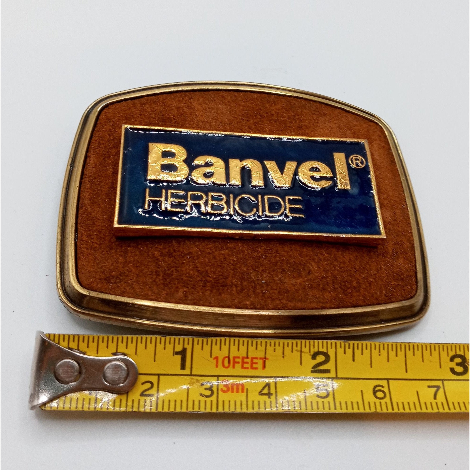 Banvel Herbicide Belt Buckle Vintage Agriculture Promo Advertising Farmer Farming