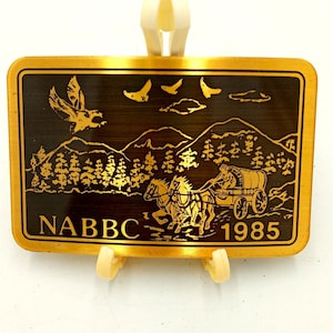 Old West Belt Buckles Covered Wagon 1985 NABBC National Association Buckle Collectors