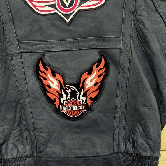 Vintage Black Leather Jacket Harley Davidson Moto… - image 10
