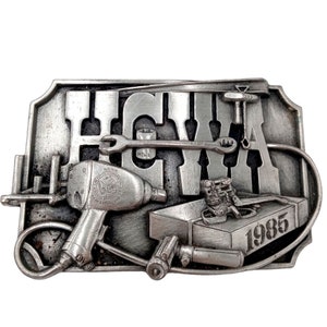 1985 Hesston Belt Buckle AGCO Agriculture Farm HCWA Worker Assembler Packager
