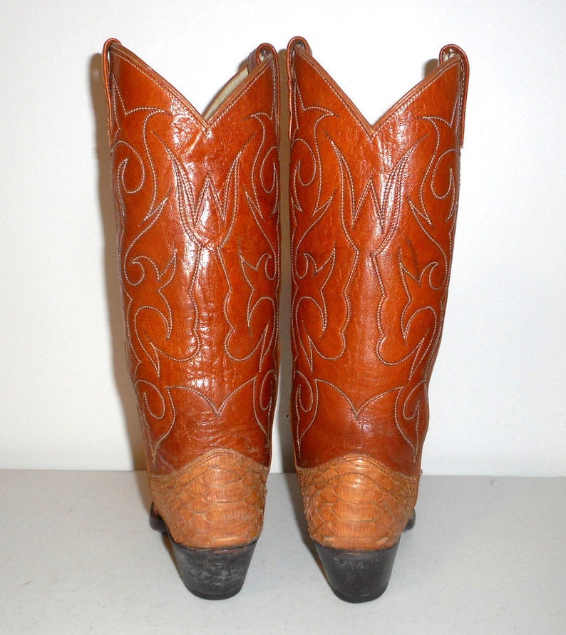 Snakeskin Cowboy Boots Size 5 C Snake Tan Leather Vintage | Etsy