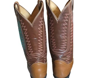 Tony Lama Cowboy Boots Vintage Narrow Mens 8.5 9 B Classic Brown