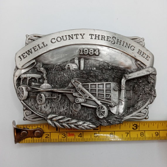 Jewell County Threshing Bee Belt Buckle Mankato Kansa… Gem