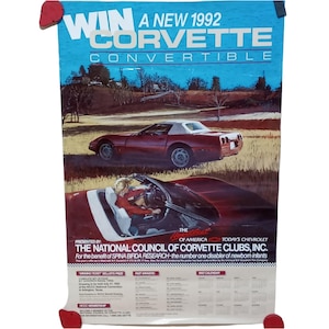 1992 Chevrolet Corvette Poster Win A Chevy Vette 1990s Car Automotive Collectible