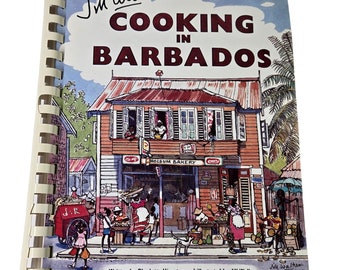 Cooking In Barbados Cookbook Jill Walker Illustration Vintage Recipe Book AS IS