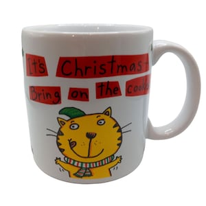 Kerst Kat Mok Cup Tijd Voor Cookies Carlton Kaarten Vintage Gingerbread Man