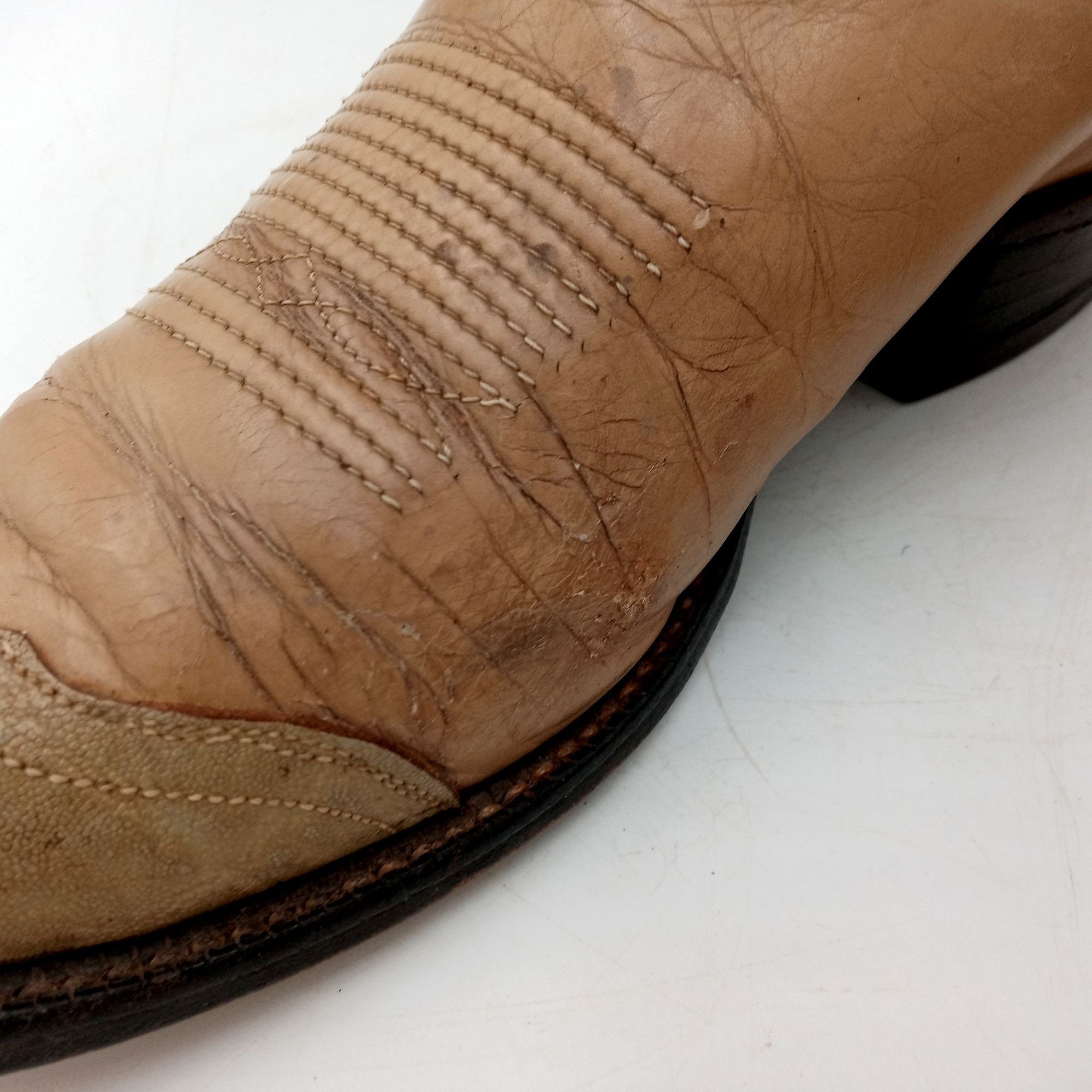 Vintage Tony Lama Cowboy Boots Tan Leather Mens 8 A Extra Narrow Western Vintage Tony Lama Cowboy Boots Tan Leather Mens 8 A Extra  main image 4