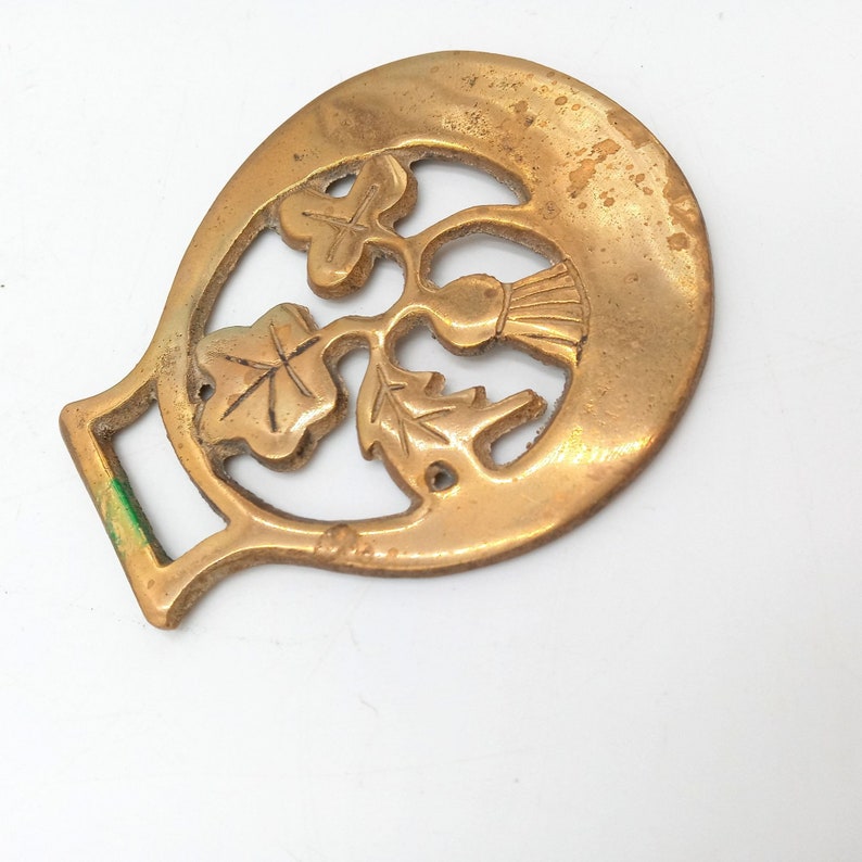 Leaves Tree Leaf Horse Bridle Harness Medallion Brass Decorative Parade Tack Equestrian Vintage