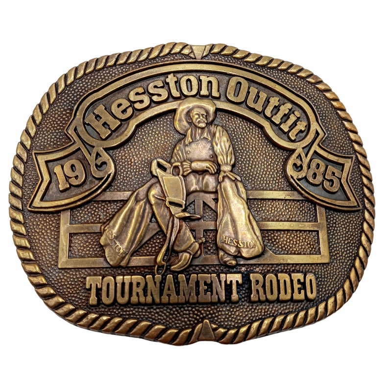 1985 Rodeo Belt Buckle Hesston Outfit Tournament Cowboy Western Wear image 1