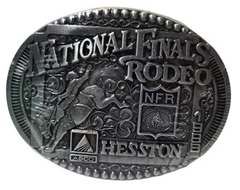 Boucle De Ceinture Vintage NFR Hesston – Finales Nationales De Rodéo 1983 – Argenté – Homme/Femme
