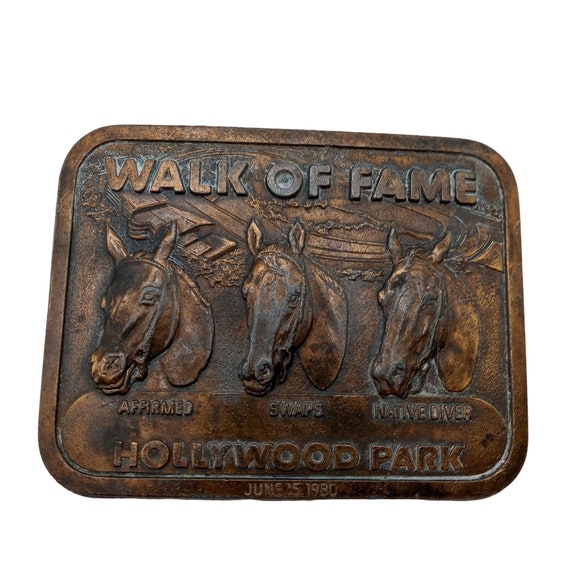Horse Race Belt Buckle Walk Of Fame 1980 Hollywoo… - image 1